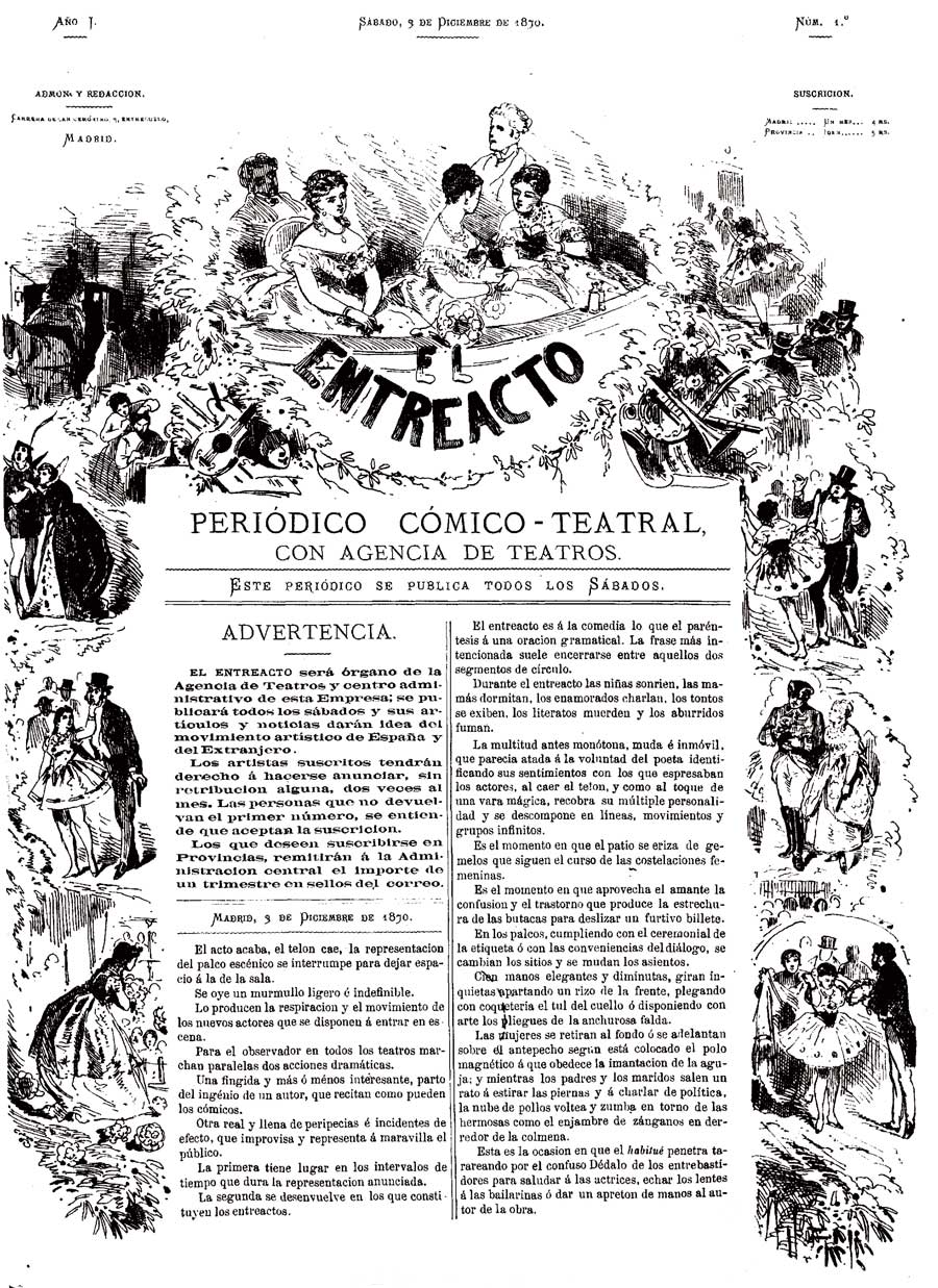 Reproducción de portada de la revista El entreacto.